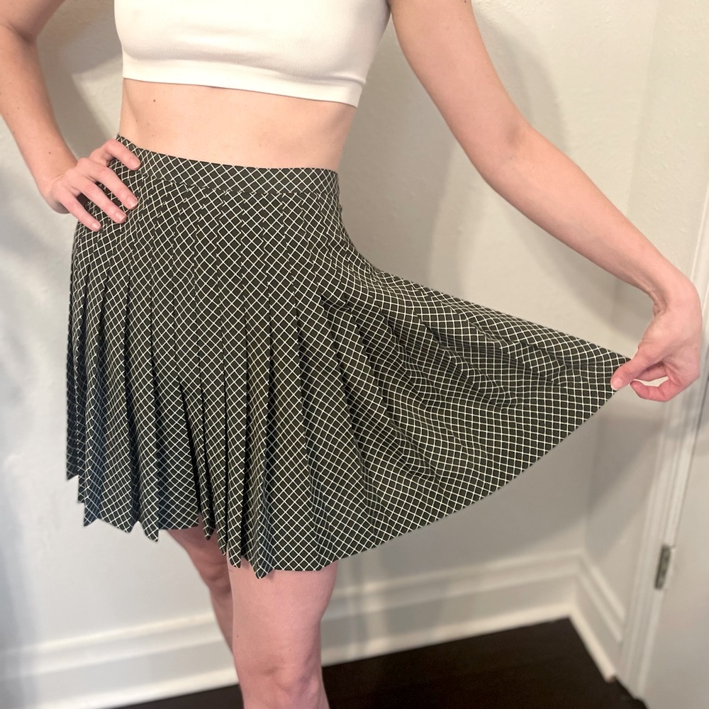 Green Checked Vintage Express Pleated Skirt Gem